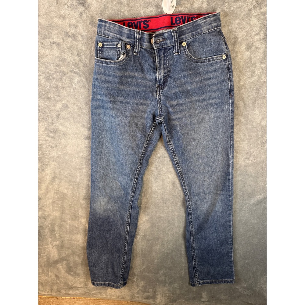 Levis Girls Size 14 Adjustable Waist Logo Denim Jeans Medium Wash Stretch